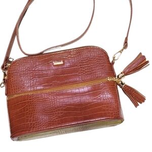 LOVEVOOK Shoulder Bag faux leather brown Crocodile Pattern 11" x 8" x‎ 4"
